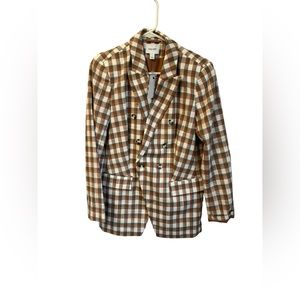 Nine West Plaid Double Brested Blazer